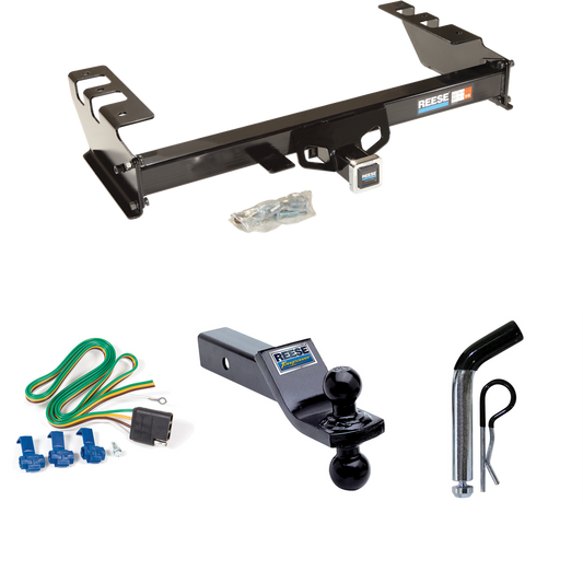 Se adapta al paquete de enganche de remolque GMC Sierra 2500 1999-2004 con cableado plano de 4 + soporte de bola doble bolas de remolque de 1-7/8" y 2" + pasador/clip de Reese Towpower