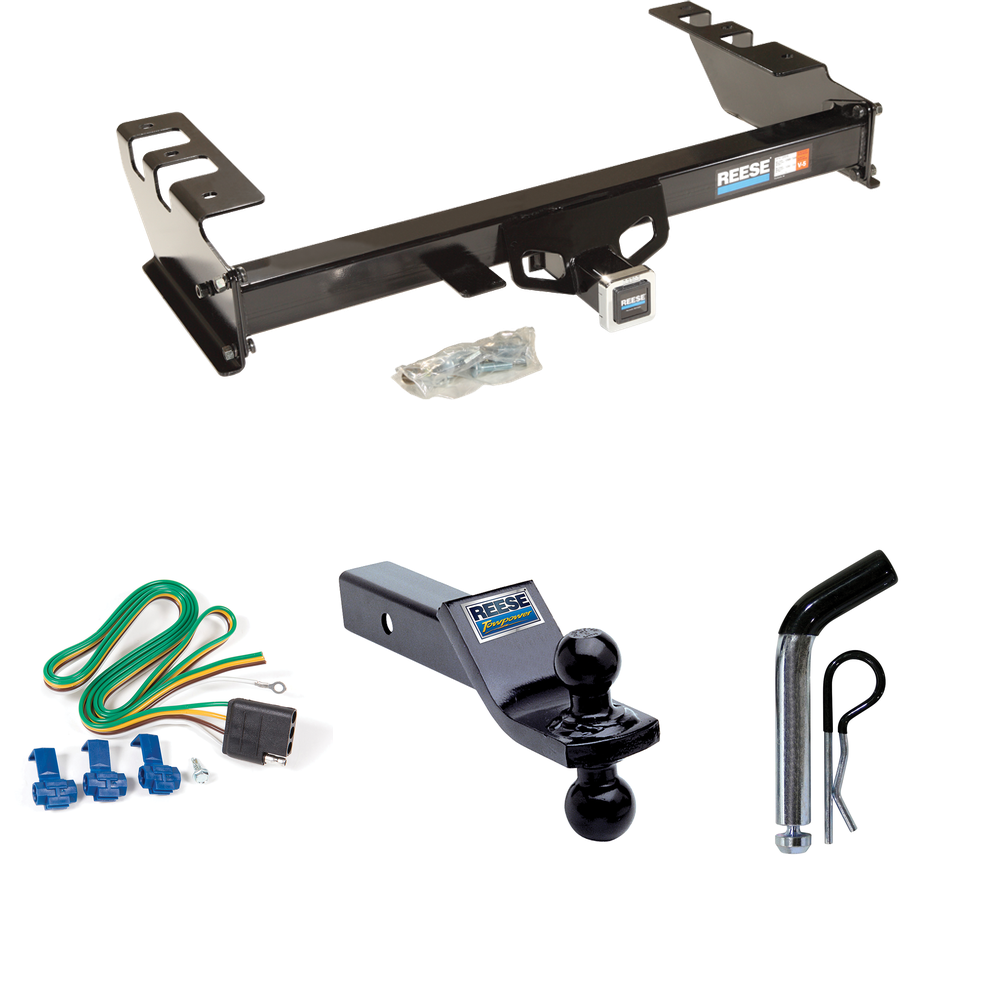 Fits 1999-2002 GMC Sierra 1500 Trailer Hitch Tow PKG w/ 4-Flat Wiring + Dual Ball Ball Mount 1-7/8" & 2" Trailer Balls + Pin/Clip By Reese Towpower