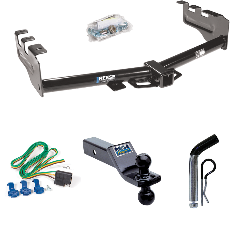 Fits 1999-2004 GMC Sierra 2500 Trailer Hitch Tow PKG w/ 4-Flat Wiring + Dual Ball Ball Mount 1-7/8" & 2" Trailer Balls + Pin/Clip By Reese Towpower