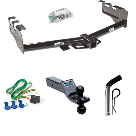 Fits 1999-2004 GMC Sierra 2500 Trailer Hitch Tow PKG w/ 4-Flat Wiring + Dual Ball Ball Mount 1-7/8" & 2" Trailer Balls + Pin/Clip By Reese Towpower