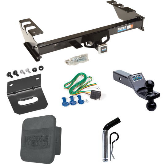 Fits 2001-2003 Chevrolet Silverado 1500 HD Trailer Hitch Tow PKG w/ 4-Flat Wiring + Dual Ball Ball Mount 1-7/8" & 2" Trailer Balls + Pin/Clip + Wiring Bracket + Hitch Cover By Reese Towpower