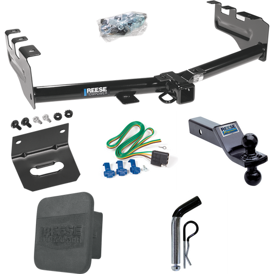 Fits 1999-2004 Chevrolet Silverado 2500 Trailer Hitch Tow PKG w/ 4-Flat Wiring + Dual Ball Ball Mount 1-7/8" & 2" Trailer Balls + Pin/Clip + Wiring Bracket + Hitch Cover By Reese Towpower