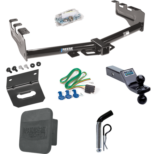 Se adapta al paquete de enganche de remolque GMC Sierra 1500 2003-2007 con 4 cables planos + soporte de bola doble de 1-7/8" y 2" bolas de remolque + pasador/clip + soporte de cableado + cubierta de enganche (para modelos (clásicos)) Por Reese Towpower