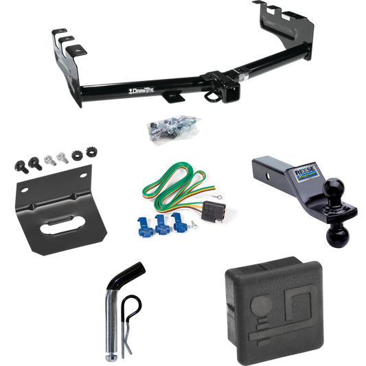 Fits 1999-2004 Chevrolet Silverado 2500 Trailer Hitch Tow PKG w/ 4-Flat Wiring + Dual Ball Ball Mount 1-7/8" & 2" Trailer Balls + Pin/Clip + Wiring Bracket + Hitch Cover By Draw-Tite