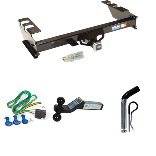 Se adapta al paquete de enganche de remolque Chevrolet Silverado 2500 1999-2004 con cableado de 4 planos + soporte de bola doble bolas de remolque de 2" y 2-5/16" + pasador/clip de Reese Towpower