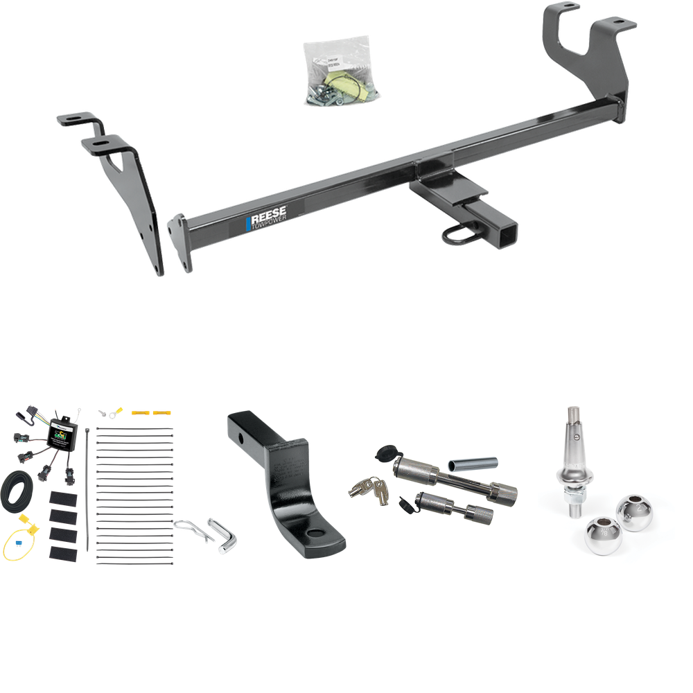 Fits 2015-2017 Chrysler 200 Trailer Hitch Tow PKG w/ 4-Flat Zero Contact "No Splice" Wiring Harness + Draw-Bar + Interchangeable 1-7/8" & 2" Balls + Dual Hitch & Coupler Locks (For Sedan Models) By Reese Towpower