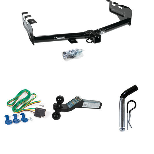 Se adapta al paquete de enganche de remolque Chevrolet Silverado 2500 1999-2004 con 4 cables planos + soporte de bola doble bolas de remolque de 2" y 2-5/16" + pasador/clip de Draw-Tite