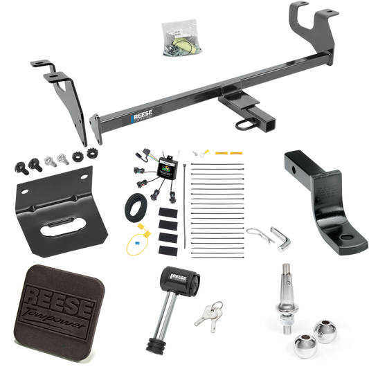 Fits 2015-2017 Chrysler 200 Trailer Hitch Tow PKG w/ 4-Flat Zero Contact "No Splice" Wiring Harness + Draw-Bar + Interchangeable 1-7/8" & 2" Balls + Wiring Bracket + Hitch Cover + Hitch Lock (For Sedan Models) By Reese Towpower