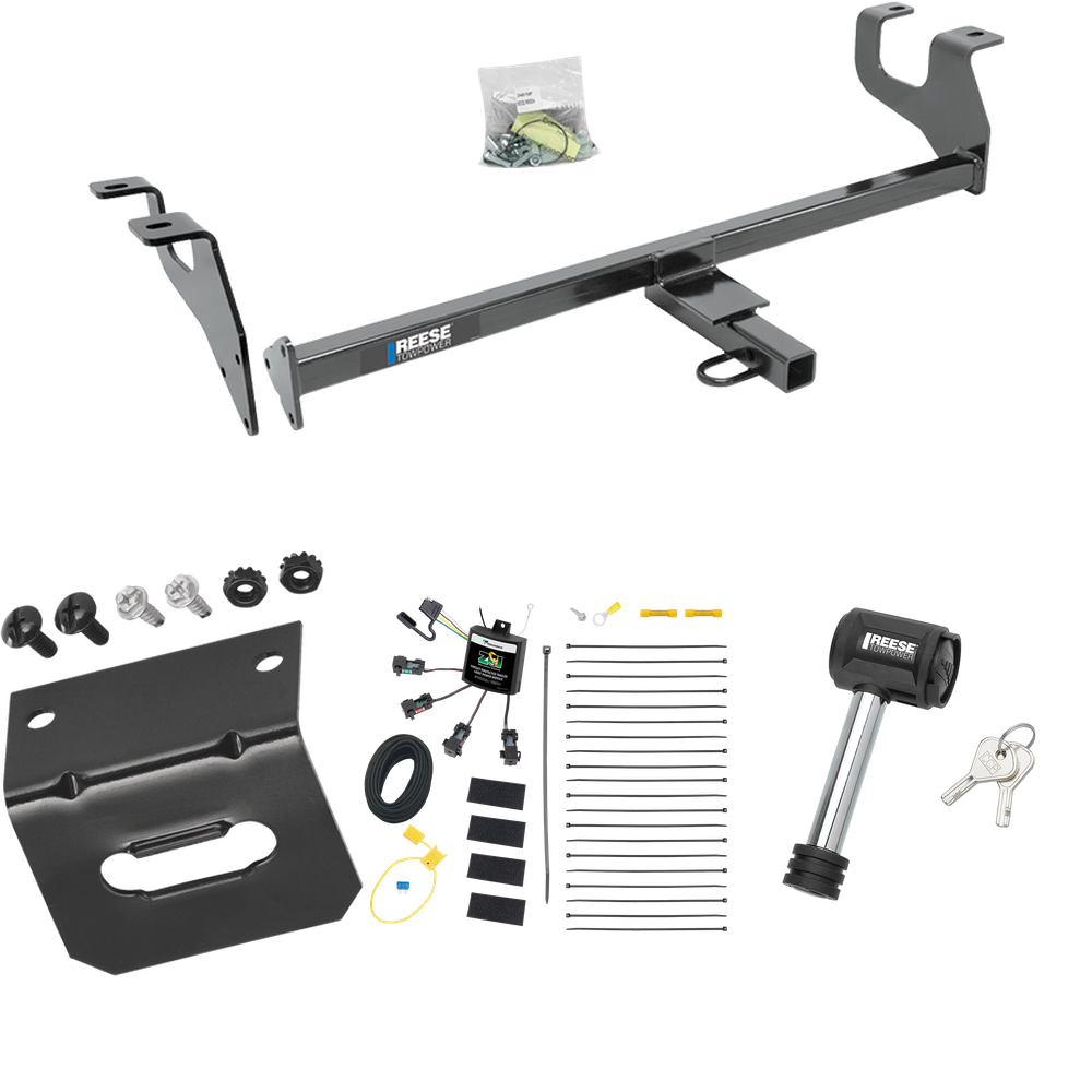 Se adapta al paquete de enganche de remolque Chrysler 200 2015-2017 con arnés de cableado "sin empalme" de 4 contactos planos cero + soporte de cableado + bloqueo de enganche (para modelos sedán) de Reese Towpower