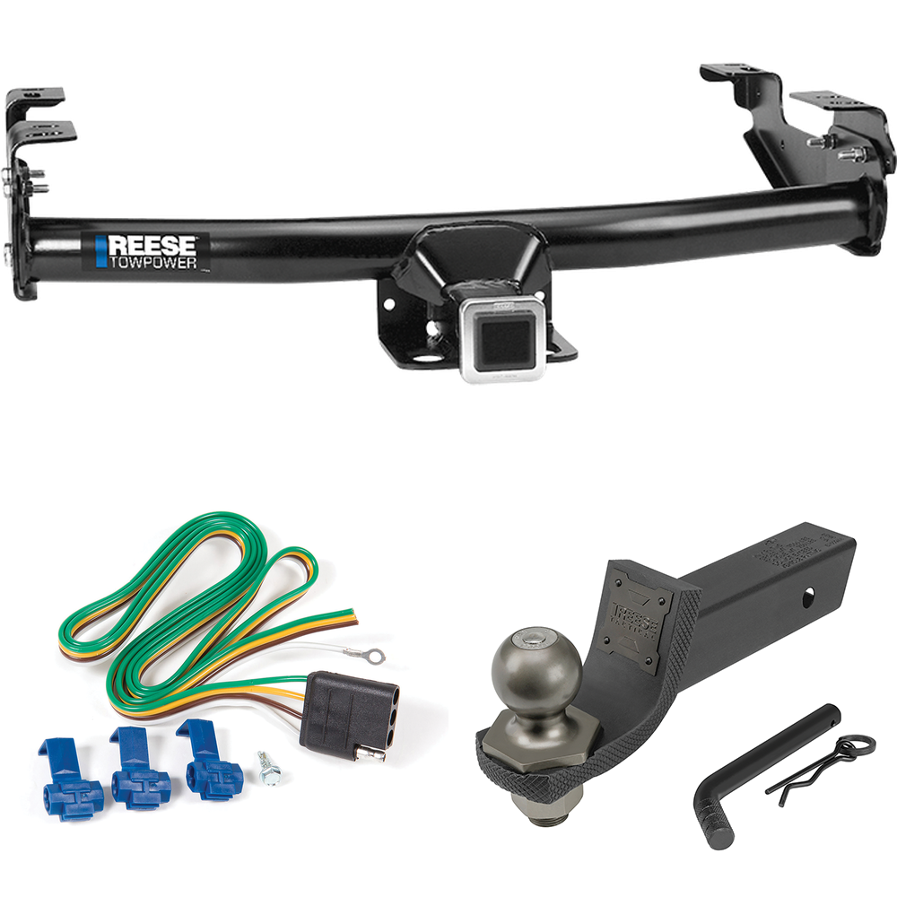 Fits 2003-2007 Chevrolet Silverado 1500 Trailer Hitch Tow PKG w/ 4-Flat Wiring + Interlock Tactical Starter Kit w/ 2" Drop & 2" Ball (For (Classic) Models) By Reese Towpower