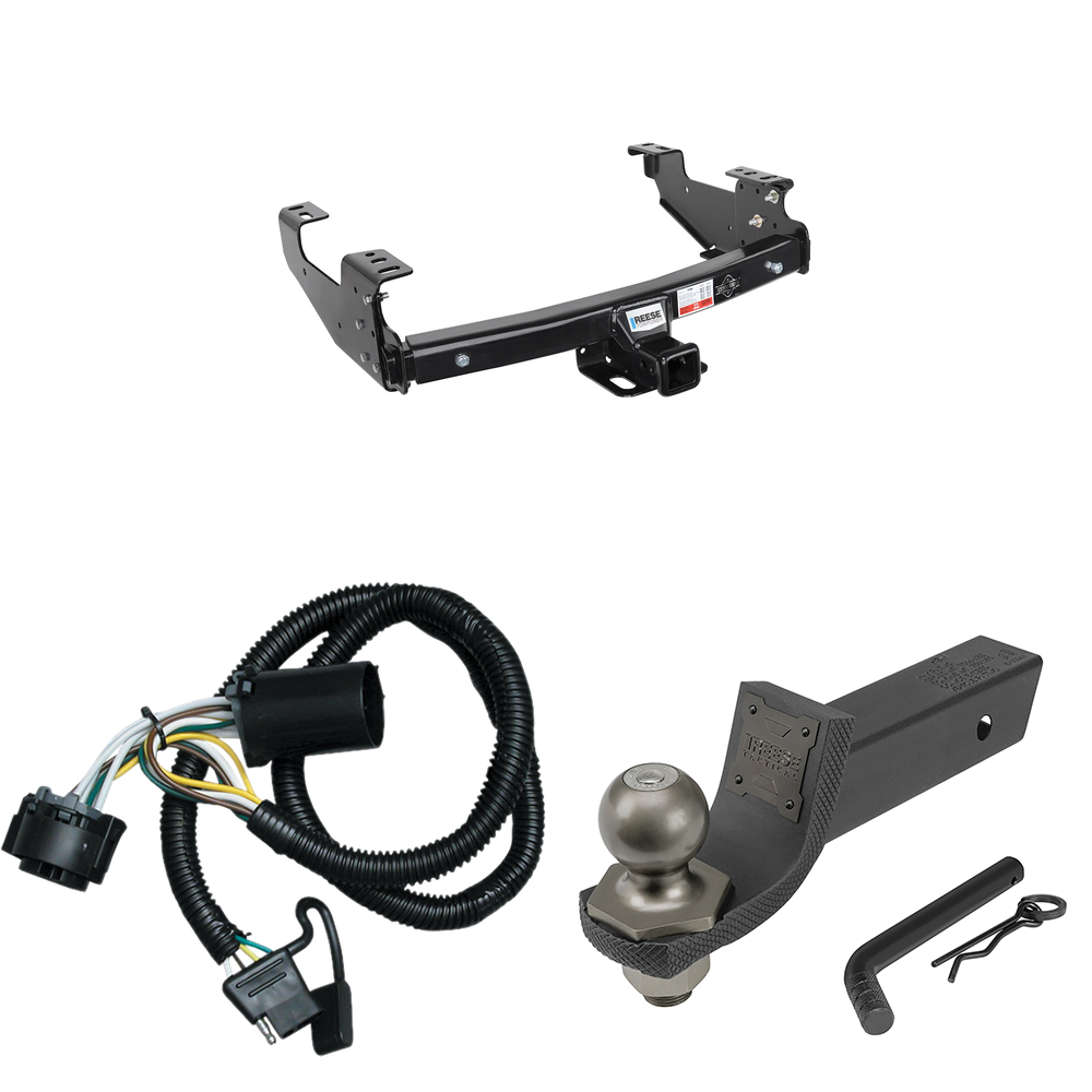 Se adapta al paquete de enganche de remolque GMC Sierra 2500 HD 2007-2007 con 4 cables planos + kit de inicio táctico de enclavamiento con caída de 2" y bola de 2" (para modelos (clásicos)) de Reese Towpower