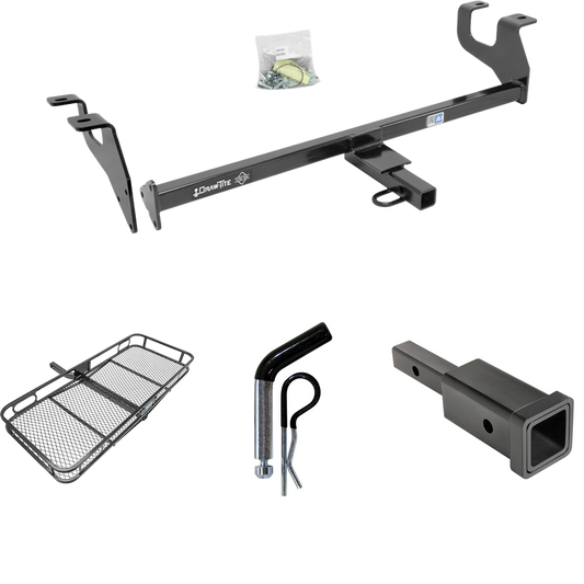 Fits 2015-2017 Chrysler 200 Trailer Hitch Tow PKG w/ Hitch Adapter 1-1/4" to 2" Receiver + 1/2" Pin & Clip + 60" x 24" Cargo Carrier Rack (For Sedan Models) By Draw-Tite