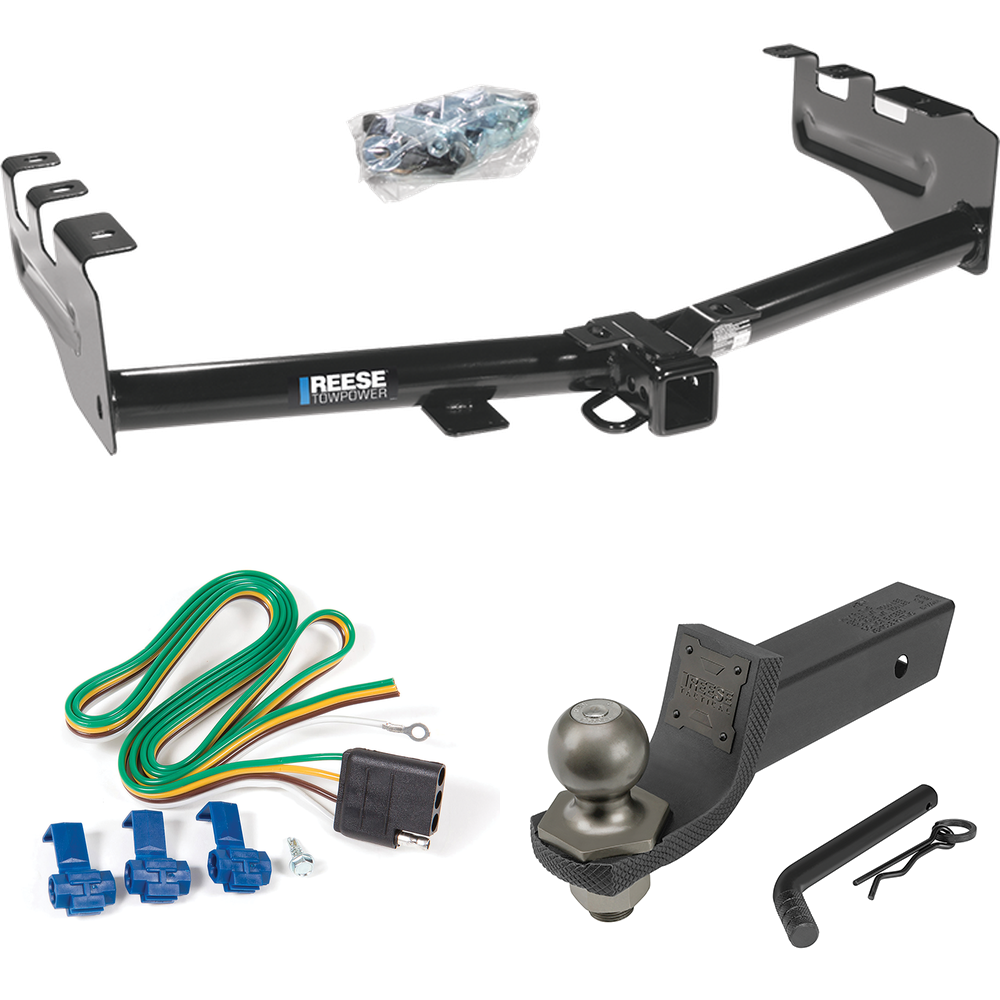 Fits 1999-2004 Chevrolet Silverado 2500 Trailer Hitch Tow PKG w/ 4-Flat Wiring + Interlock Tactical Starter Kit w/ 2" Drop & 2" Ball By Reese Towpower