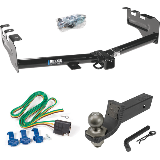 Fits 1999-2004 Chevrolet Silverado 2500 Trailer Hitch Tow PKG w/ 4-Flat Wiring + Interlock Tactical Starter Kit w/ 2" Drop & 2" Ball By Reese Towpower