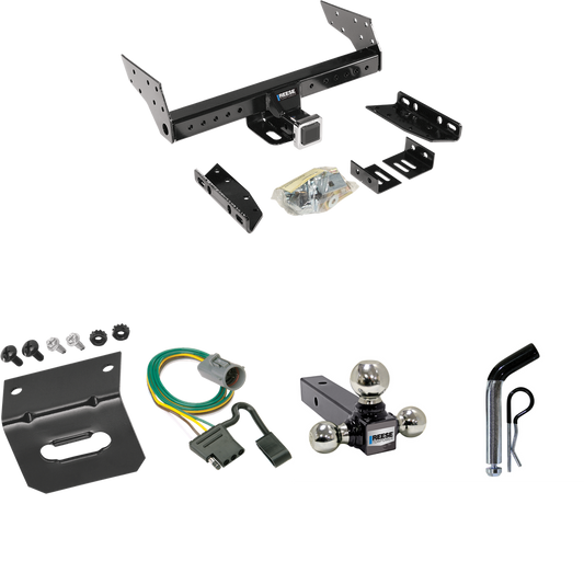 Fits 1998-1999 Ford Ranger Trailer Hitch Tow PKG w/ 4-Flat Wiring Harness + Triple Ball Ball Mount 1-7/8" & 2" & 2-5/16" Trailer Balls + Pin/Clip + Wiring Bracket (For w/Factory Tow Package Models) By Reese Towpower