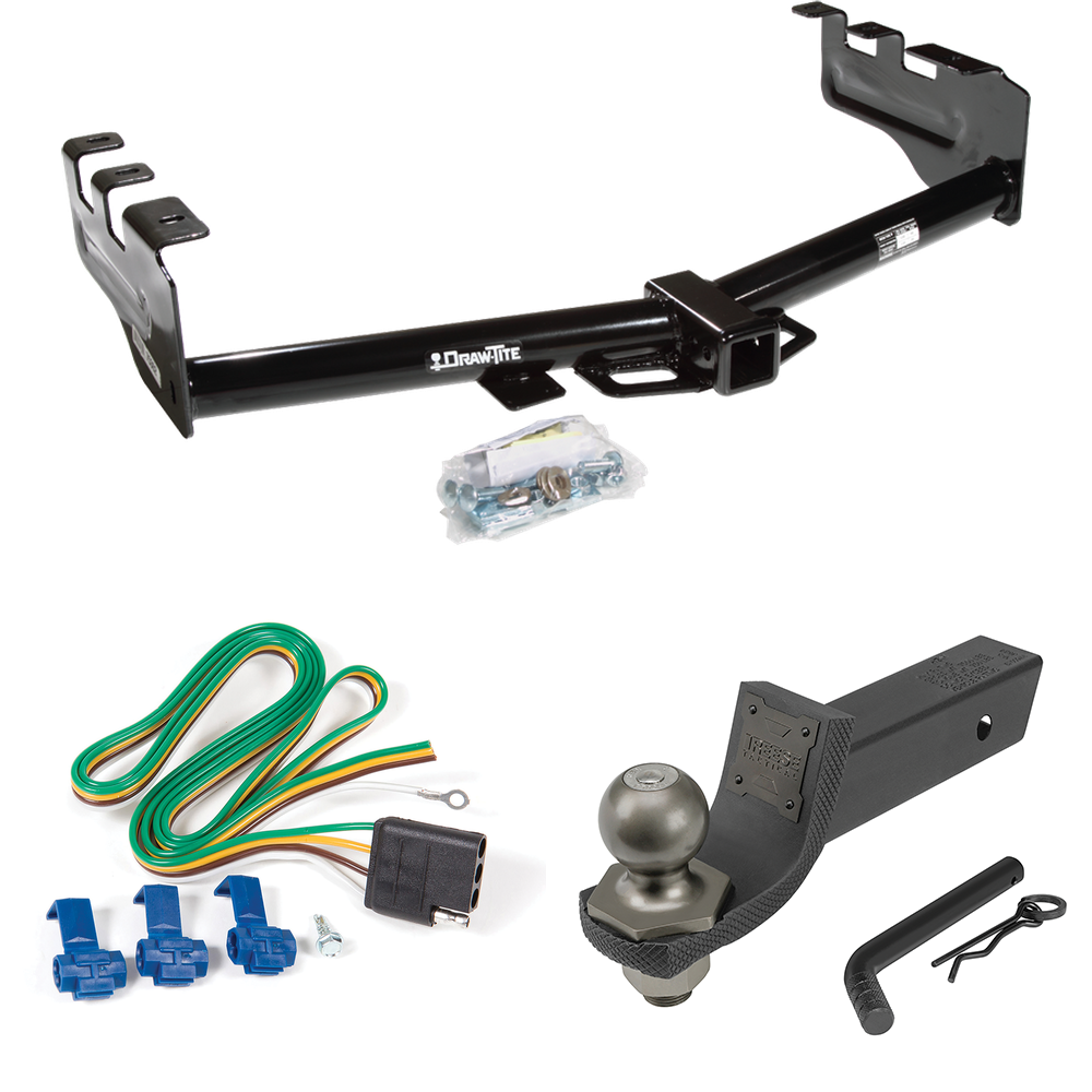 Se adapta al paquete de enganche de remolque GMC Sierra 1500 1999-2002 con cableado plano de 4 + kit de inicio táctico de enclavamiento con caída de 2" y bola de 2" de Draw-Tite