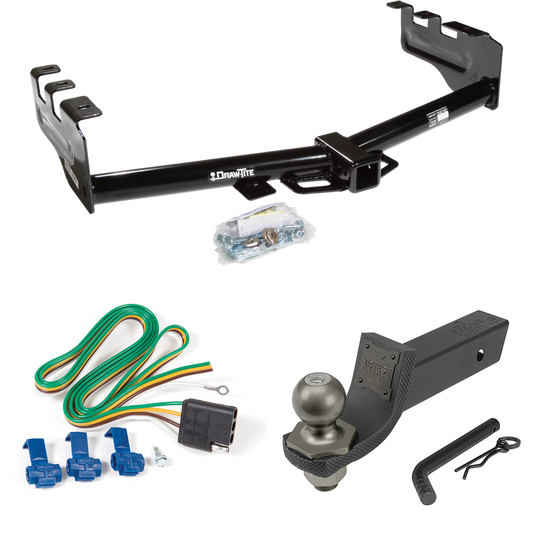 Fits 1999-2002 GMC Sierra 1500 Trailer Hitch Tow PKG w/ 4-Flat Wiring + Interlock Tactical Starter Kit w/ 2" Drop & 2" Ball By Draw-Tite