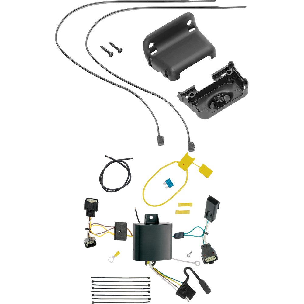 Fits 2015-2023 Chrysler 300 4-Flat Vehicle End Trailer Wiring Harness + Wiring Bracket By Tekonsha