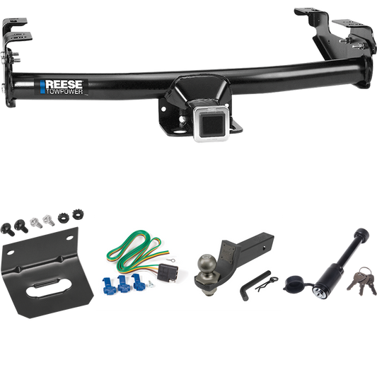 Fits 1971-1980 Dodge W200 Trailer Hitch Tow PKG w/ 4-Flat Wiring + Interlock Tactical Starter Kit w/ 2" Drop & 2" Ball + Tactical Dogbone Lock + Wiring Bracket By Reese Towpower