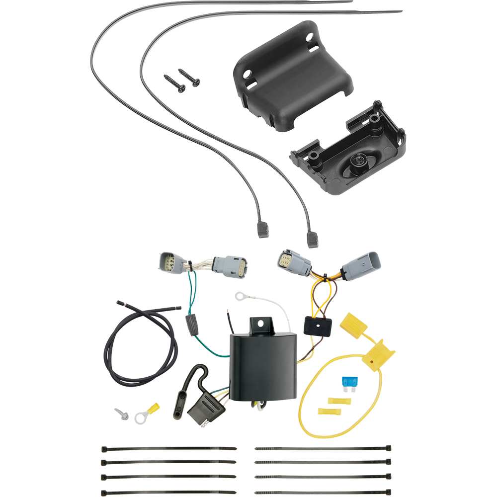 Fits 2015-2023 Chrysler 300 4-Flat Vehicle End Trailer Wiring Harness + Wiring Bracket By Tekonsha