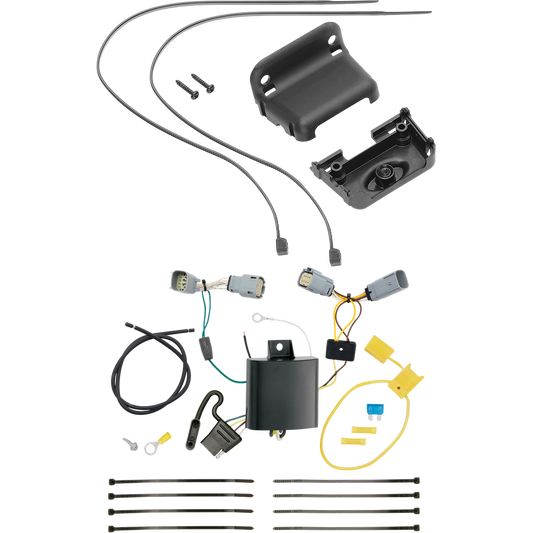 Fits 2015-2023 Chrysler 300 4-Flat Vehicle End Trailer Wiring Harness + Wiring Bracket By Tekonsha