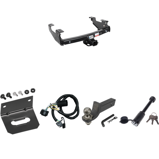 Fits 2007-2007 GMC Sierra 1500 Trailer Hitch Tow PKG w/ 4-Flat Wiring + Interlock Tactical Starter Kit w/ 2" Drop & 2" Ball + Tactical Dogbone Lock + Wiring Bracket (For (Classic) Models) By Reese Towpower