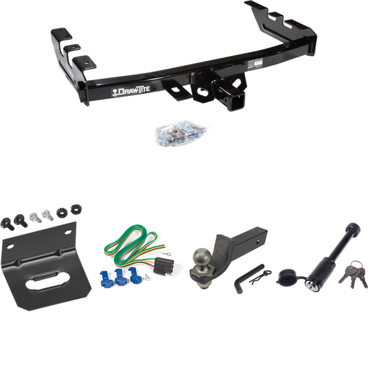 Fits 2005-2007 Chevrolet Silverado 1500 HD Trailer Hitch Tow PKG w/ 4-Flat Wiring + Interlock Tactical Starter Kit w/ 2" Drop & 2" Ball + Tactical Dogbone Lock + Wiring Bracket (For (Classic) Models) By Draw-Tite