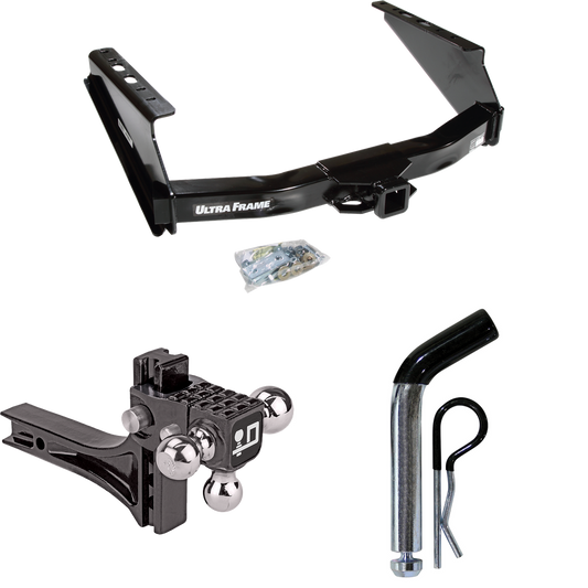 Fits 1999-2016 Ford F-350 Super Duty Trailer Hitch Tow PKG w/ Adjustable Drop Rise Triple Ball Ball Mount 1-7/8" & 2" & 2-5/16" Trailer Balls + Pin/Clip (Excludes: Cab & Chassis Models) By Draw-Tite