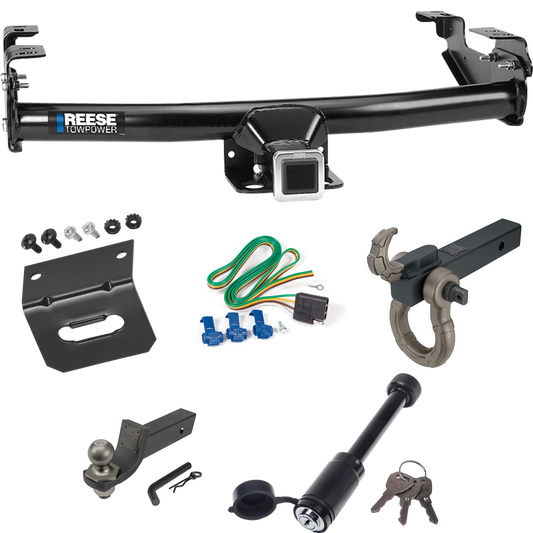 Fits 2004-2005 Ford F-150 Trailer Hitch Tow PKG w/ 4-Flat Wiring + Interlock Tactical Starter Kit w/ 2" Drop & 2" Ball + Tactical Hook & Shackle Mount + Tactical Dogbone Lock + Wiring Bracket By Reese Towpower