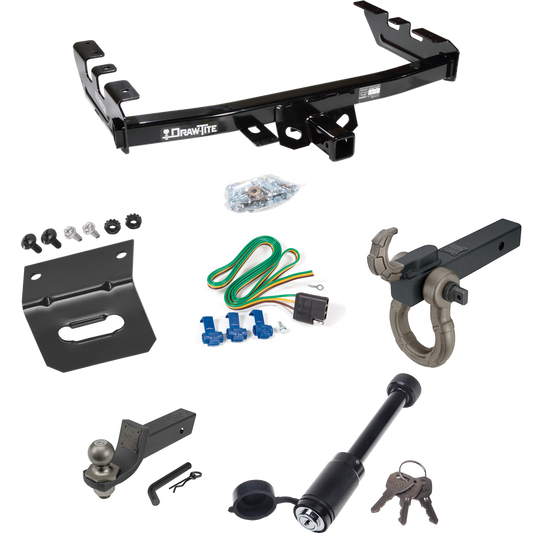 Fits 1999-2002 Chevrolet Silverado 1500 Trailer Hitch Tow PKG w/ 4-Flat Wiring + Interlock Tactical Starter Kit w/ 2" Drop & 2" Ball + Tactical Hook & Shackle Mount + Tactical Dogbone Lock + Wiring Bracket By Draw-Tite