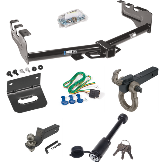 Fits 2003-2007 GMC Sierra 1500 Trailer Hitch Tow PKG w/ 4-Flat Wiring + Interlock Tactical Starter Kit w/ 2" Drop & 2" Ball + Tactical Hook & Shackle Mount + Tactical Dogbone Lock + Wiring Bracket (For (Classic) Models) By Reese Towpower