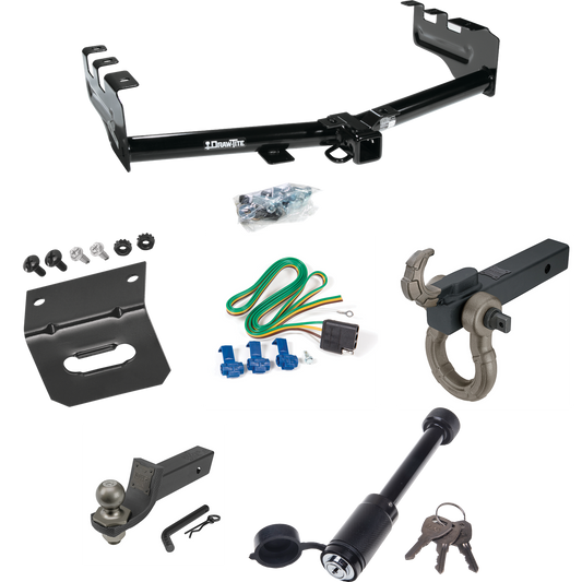 Fits 2005-2007 GMC Sierra 1500 HD Trailer Hitch Tow PKG w/ 4-Flat Wiring + Interlock Tactical Starter Kit w/ 2" Drop & 2" Ball + Tactical Hook & Shackle Mount + Tactical Dogbone Lock + Wiring Bracket (For (Classic) Models) By Draw-Tite