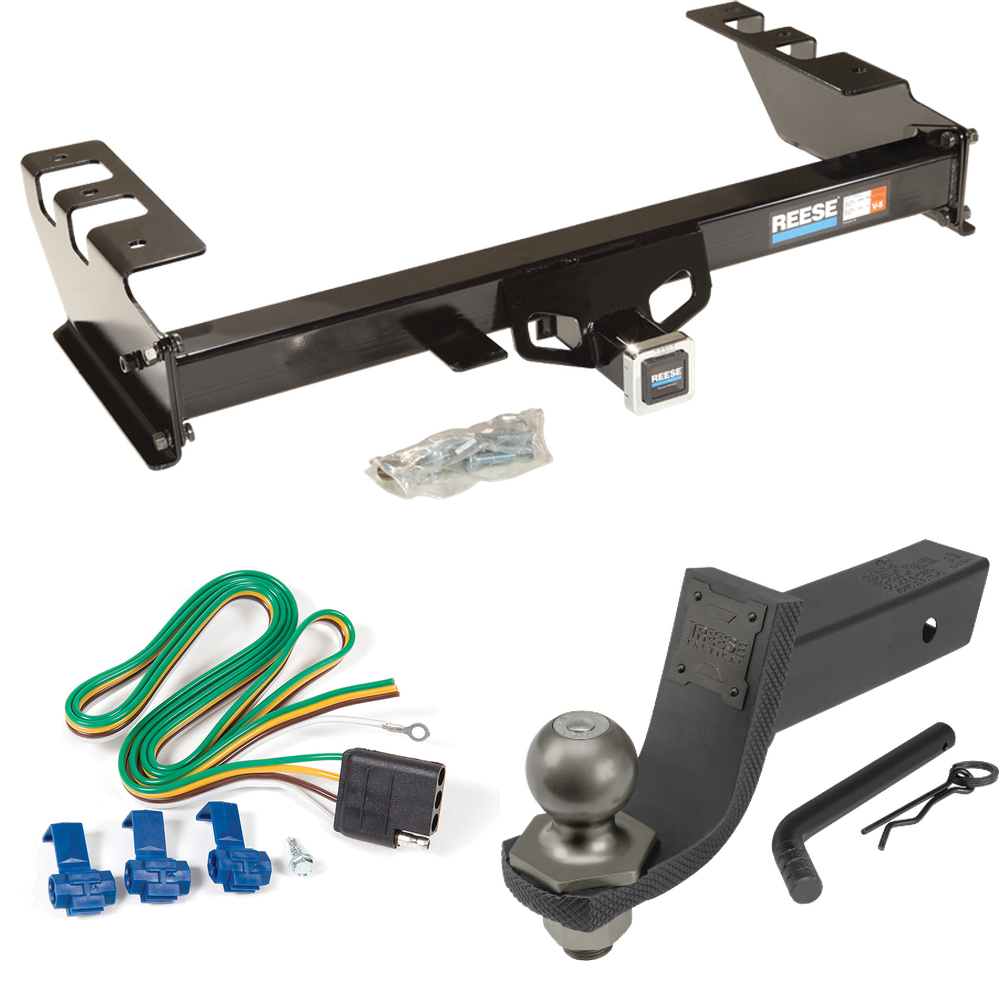 Fits 2005-2007 GMC Sierra 1500 HD Trailer Hitch Tow PKG w/ 4-Flat Wiring + Interlock Tactical Starter Kit w/ 3-1/4" Drop & 2" Ball By Reese Towpower