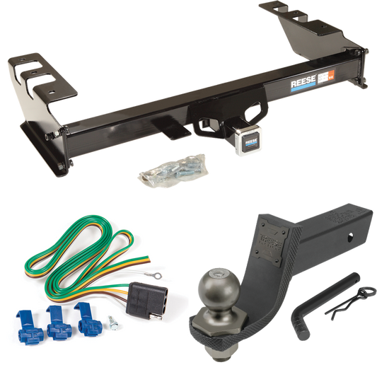 Fits 2005-2007 GMC Sierra 1500 HD Trailer Hitch Tow PKG w/ 4-Flat Wiring + Interlock Tactical Starter Kit w/ 3-1/4" Drop & 2" Ball By Reese Towpower