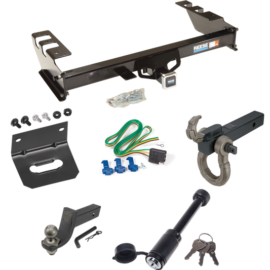 Fits 2005-2007 GMC Sierra 1500 HD Trailer Hitch Tow PKG w/ 4-Flat Wiring + Interlock Tactical Starter Kit w/ 3-1/4" Drop & 2" Ball + Tactical Hook & Shackle Mount + Tactical Dogbone Lock + Wiring Bracket By Reese Towpower