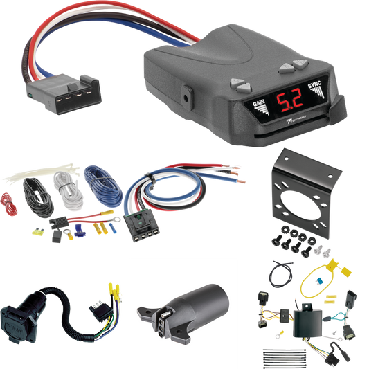 Se adapta a Chrysler 300 2015-2023 cableado RV de 7 vías + control de freno Tekonsha Brakeman IV + adaptador de cableado BC genérico + adaptador de 7 vías a 4 vías de Tekonsha