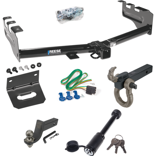 Fits 2005-2007 GMC Sierra 1500 HD Trailer Hitch Tow PKG w/ 4-Flat Wiring + Interlock Tactical Starter Kit w/ 3-1/4" Drop & 2" Ball + Tactical Hook & Shackle Mount + Tactical Dogbone Lock + Wiring Bracket (For (Classic) Models) By Reese Towpower