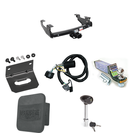 Fits 2007-2007 Chevrolet Silverado 1500 HD Trailer Hitch Tow PKG w/ 4-Flat Wiring + Starter Kit Ball Mount w/ 2" Drop & 1-7/8" Ball + Wiring Bracket + Hitch Lock + Hitch Cover (For (Classic) Models) By Reese Towpower