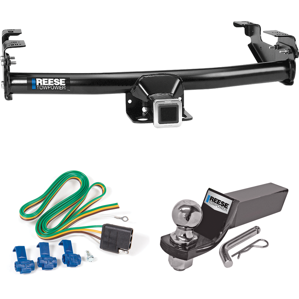 Se adapta al paquete de enganche de remolque Ford F-150 1975-1979 con cableado plano de 4 + kit de montaje de bola de inicio con caída de 2" y bola de 2" de Reese Towpower