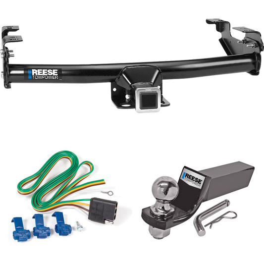 Se adapta al paquete de enganche de remolque Ford F-150 1975-1979 con cableado plano de 4 + kit de montaje de bola de inicio con caída de 2" y bola de 2" de Reese Towpower