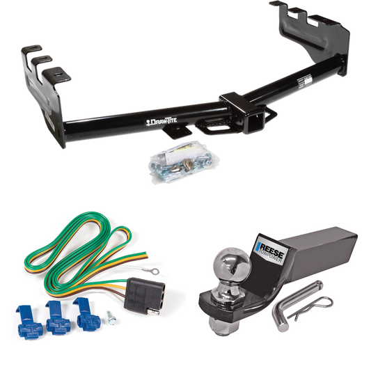 Se adapta al paquete de enganche de remolque GMC Sierra 1500 HD 2001-2003 con cableado plano de 4 + kit de montaje de bola de inicio con caída de 2" y bola de 2" de Draw-Tite