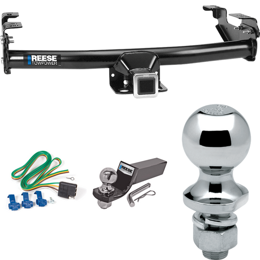 Fits 1977-1993 Dodge D150 Trailer Hitch Tow PKG w/ 4-Flat Wiring + Starter Kit Ball Mount w/ 2" Drop & 2" Ball + 1-7/8" Ball By Reese Towpower