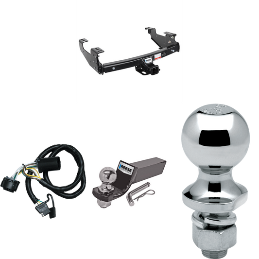 Fits 2007-2007 Chevrolet Silverado 1500 Trailer Hitch Tow PKG w/ 4-Flat Wiring + Starter Kit Ball Mount w/ 2" Drop & 2" Ball + 1-7/8" Ball (For (Classic) Models) By Reese Towpower