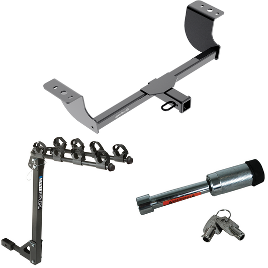 Fits 2006-2023 Dodge Charger Trailer Hitch Tow PKG w/ 4 Bike Carrier Rack + Hitch Lock By Draw-Tite