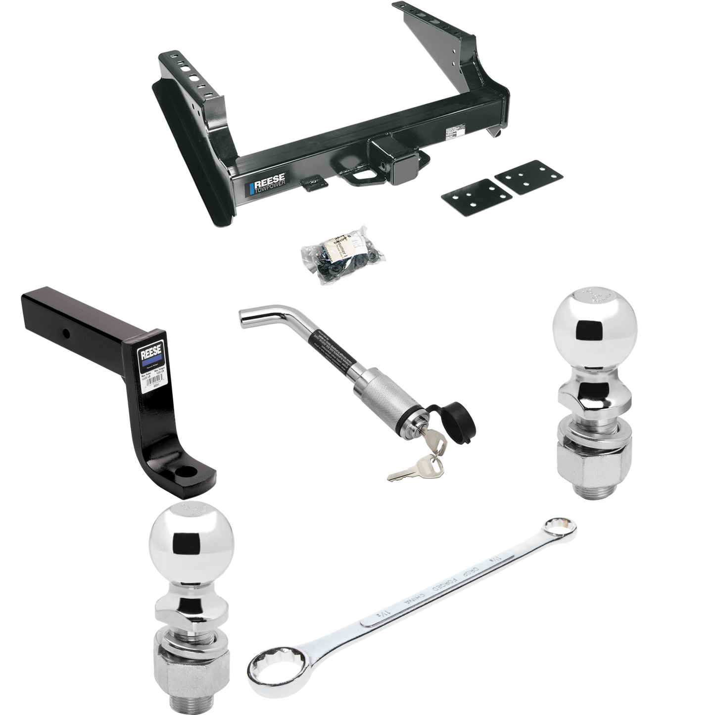 Fits 1999-2023 Ford F-250 Super Duty Trailer Hitch Tow PKG w/ Ball Mount w/ 7-3/4" Drop + Hitch Lock + 2" Ball + 2-5/16" Ball + Ball Wrench + Ball Lube (Excludes: Cab & Chassis Models) By Reese Towpower