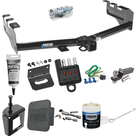 Fits 1999-2004 Chevrolet Silverado 2500 Trailer Hitch Tow PKG w/ 4-Flat Wiring + Starter Kit Ball Mount w/ 2" Drop & 2" Ball + Wiring Bracket + Hitch Cover + Dual Hitch & Coupler Locks + Wiring Tester + Ball Lube + Electric Grease + Ball Wrench + Ant