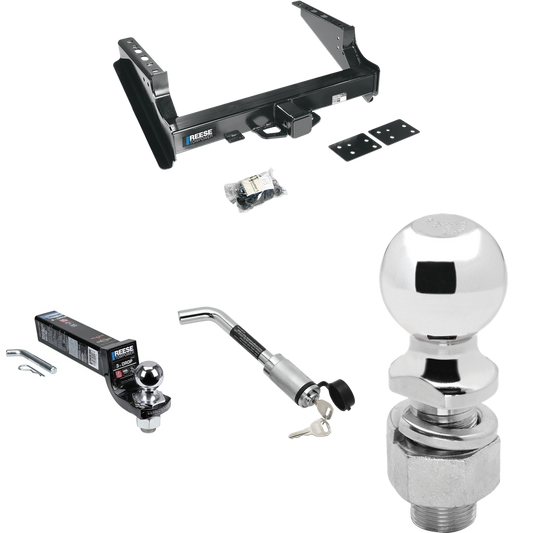 Fits 1999-2023 Ford F-350 Super Duty Trailer Hitch Tow PKG w/ Interlock Ball Mount Starter Kit 3" Drop w/ 2" Ball + Hitch Lock + 2-5/16" Ball + Hitch Lock (Excludes: Cab & Chassis Models) By Reese Towpower