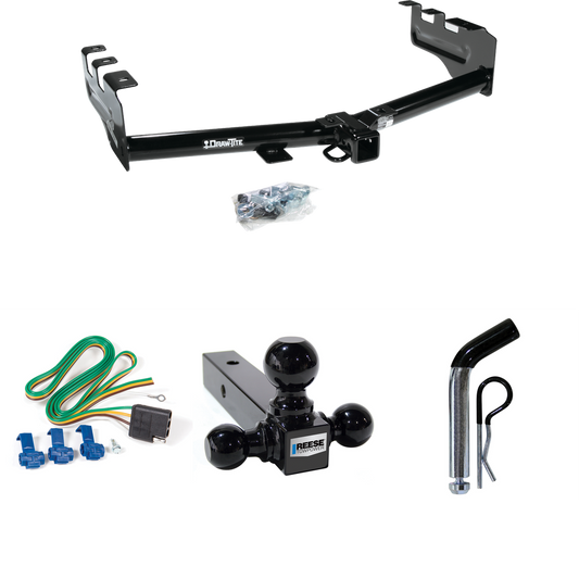 Fits 1999-2002 GMC Sierra 1500 Trailer Hitch Tow PKG w/ 4-Flat Wiring + Triple Ball Ball Mount 1-7/8" & 2" & 2-5/16" Trailer Balls + Pin/Clip By Draw-Tite