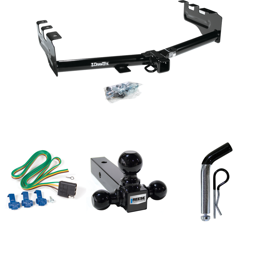 Se adapta al paquete de remolque con enganche para remolque Chevrolet Silverado 1500 HD 2005-2007 con 4 cables planos + soporte de bola triple de bolas de remolque de 1-7/8" y 2" y 2-5/16" + pasador/clip (para (Classic) Modelos) Por Draw-Tite