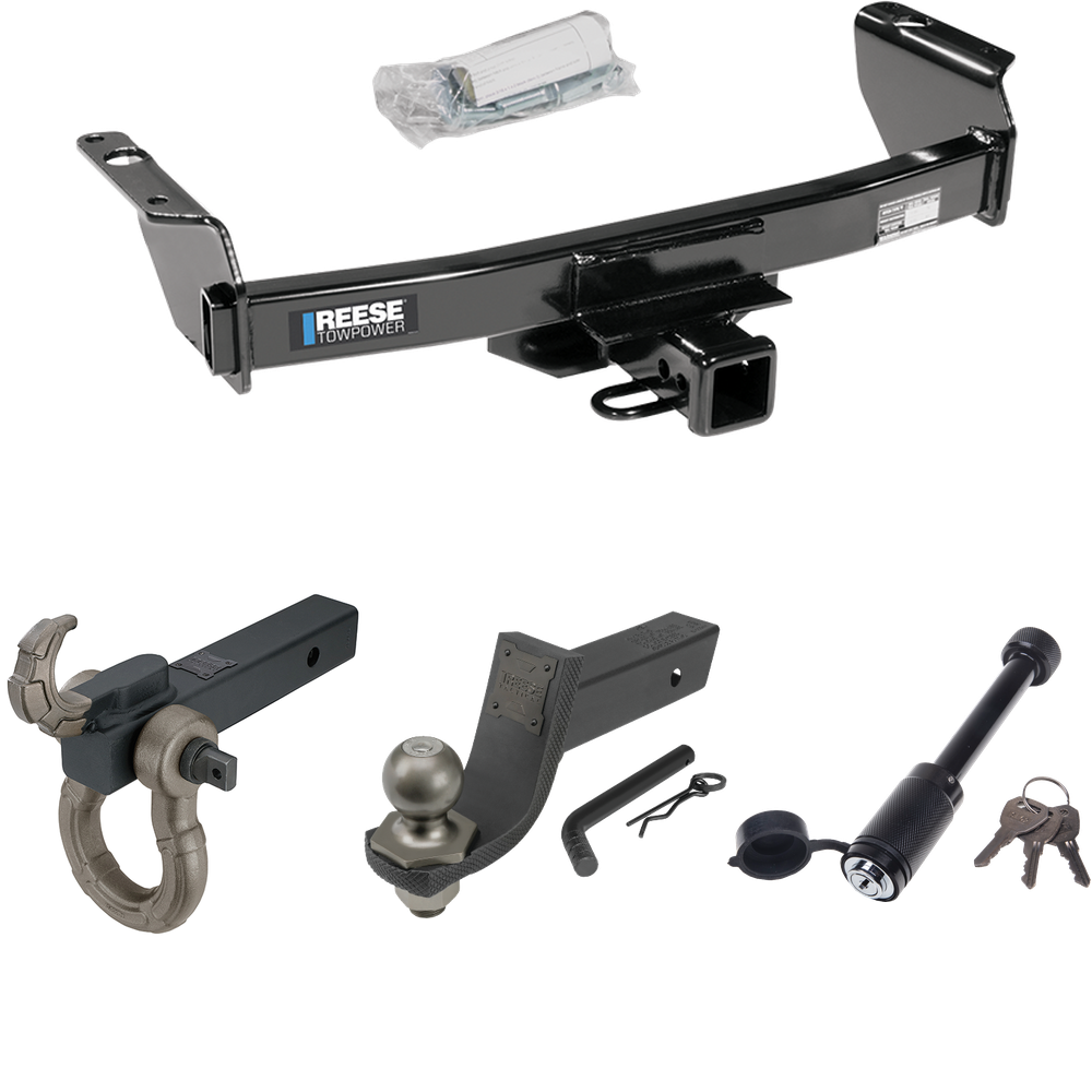 Fits 1998-2001 Mazda B2500 Trailer Hitch Tow PKG + Interlock Tactical Starter Kit w/ 3-1/4" Drop & 2" Ball + Tactical Hook & Shackle Mount + Tactical Dogbone Lock (For w/Factory Tow Package Models) By Reese Towpower